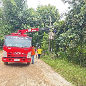 ตัดกิ่งไม้ที่ยื่นล้ำสายไฟ และบดบังถนน ซอยร่องโกย  หมู่ 7 บ้านนาเรืองน้อย ตำบลนาเรือง อำเภอนาเยีย จังหวัดอุบลราชธานี
