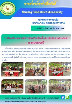 การจัดเตรียมสถานที่การสมัครรับเลือกตั้งสมาชิกสภาเทศบาลและนายกเทศมนตรี เทศบาลตำบลนาเรือง อำเภอนาเยีย จังหวัดอุบลราชธานี