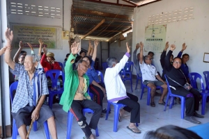 เวทีประชุมประชาคมระดับหมู่บ้าน หมู่ที่ 2 บ้านม่วงคำ ตำบลนาเรือง อำเภอนาเยีย จังหวัดอุบลราชธานี